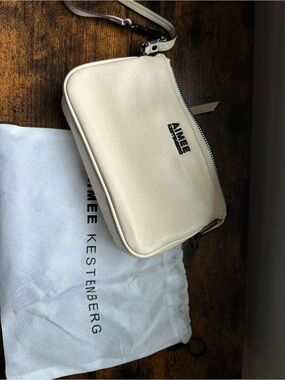 Aimee Kestenberg Cream and Silver Leather Crossbody